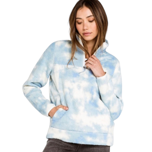 Billabong Sweaters - Billabong half zip Pullover Fleece Dream Blue clouds Medium 10 NWT